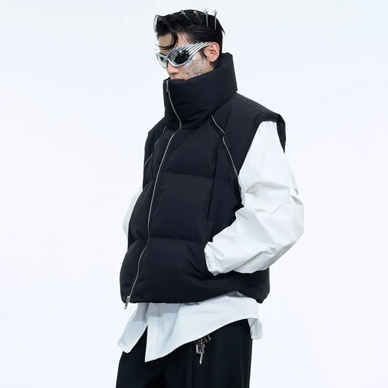 LUZHEN Niche Zipper Design Short Thick Down Jacket Stand Up Collar Warm Multifunctional Wearing Fashion Male Cold Coat LZ7312