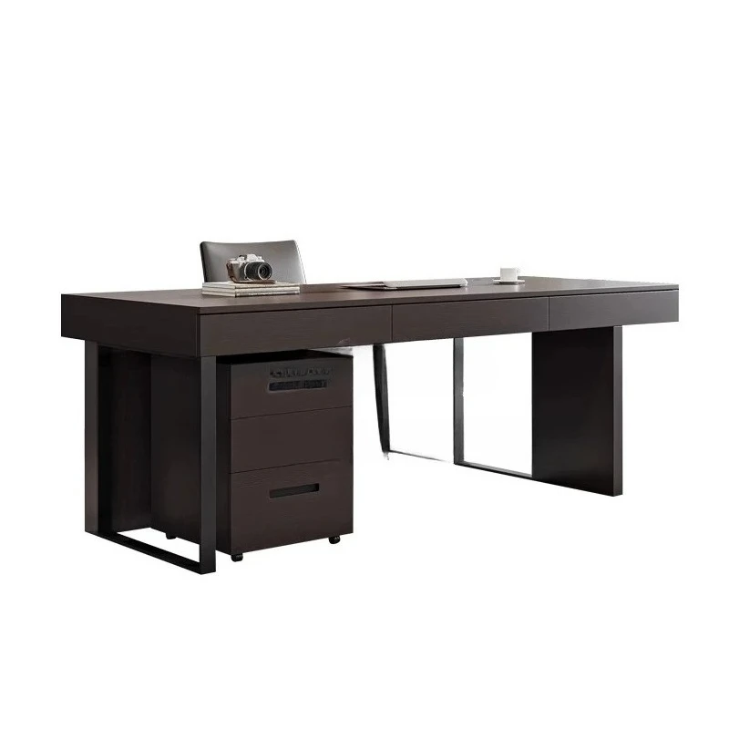 

Italian minimalist smoky solid wood desk home smart learning writing desk