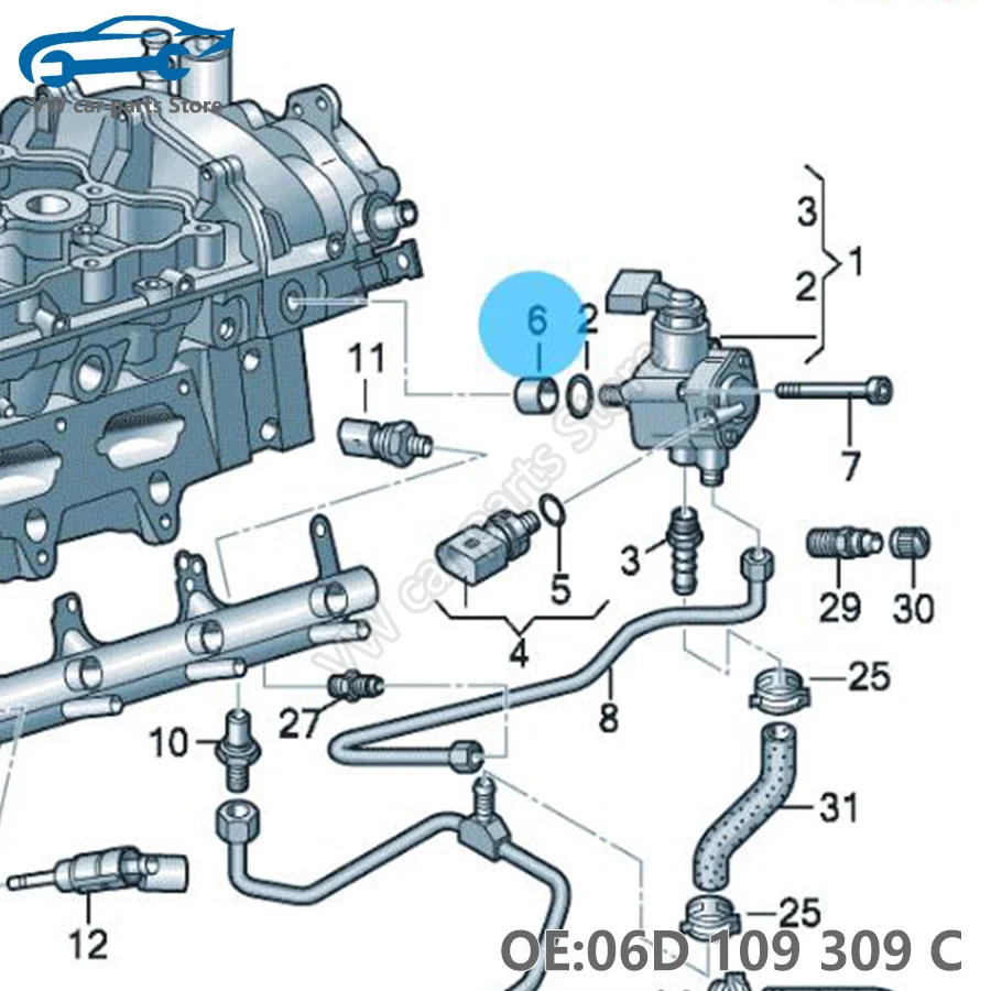 06D109309C wysokiej jakości nowa pompa paliwa popychacz pasuje do VW Eos Jetta Golf AUDI A1 A3 A4 Skoda SEAT OCTAVIA LEON 06D 109 309 C