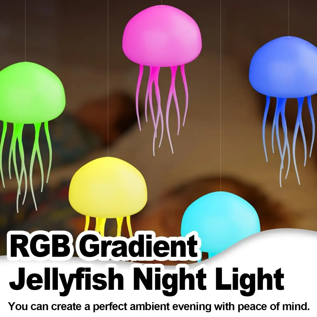 Pop Jellyfish Night Light Creative Lighthouse Ambient Cartoon Rgb Gradient Cute Usb Decorative Lights Holiday Decoration Hanging