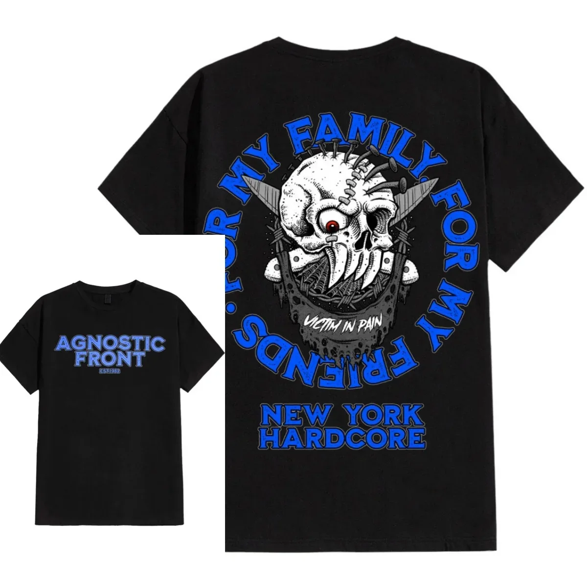 Camiseta de algodón con gráfico de calavera de punk rock Agnostic Front, estilo vintage hardcore, para coleccionistas, verano 2026