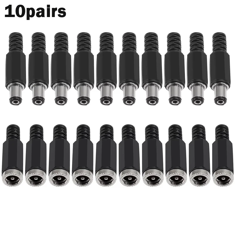 5/10Pairs DC Socket 5.5mm x 2.1mm Female DC Barrel Jack Solder DC Connectors 5.5x2.1mm DC Power Plug Male Female Jack Socket