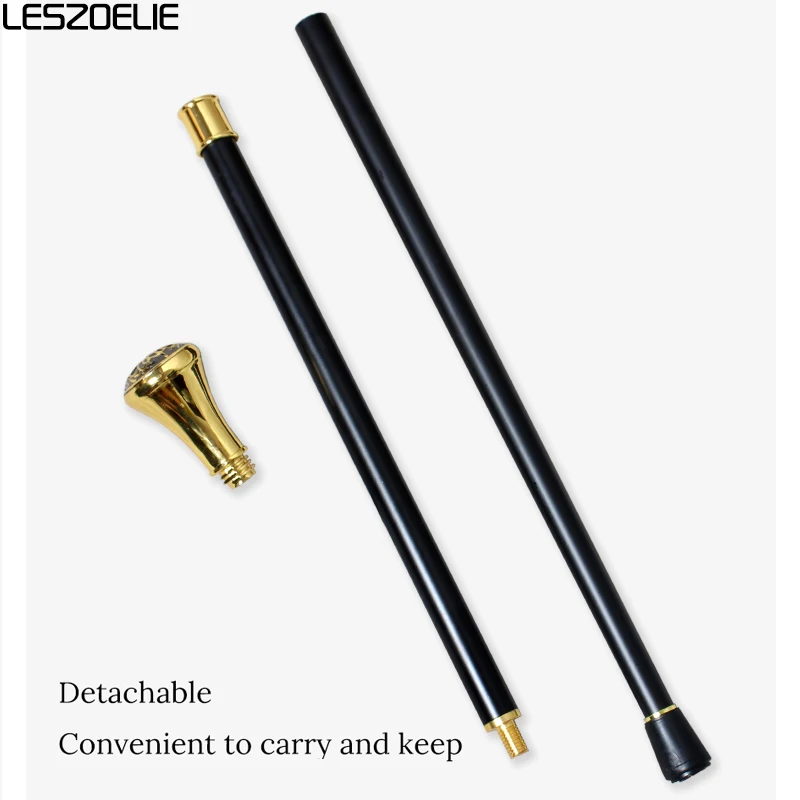 Tongkat Jalan Lurus Berlapis Emas dengan Pola Mahkota Ksatria Abad Pertengahan Tongkat Dekoratif Modis untuk Pria dan Wanita Cosplay