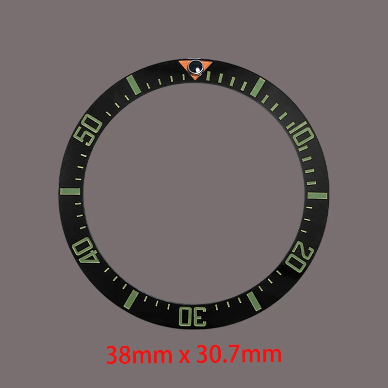 Anneau d'insertion de lunette en céramique incurvée, 38mm x 30.7mm, adapté au boîtier de montre SKX007 SRPD SUB, mouvement NH35 NH36, pièces de rechange pour hommes