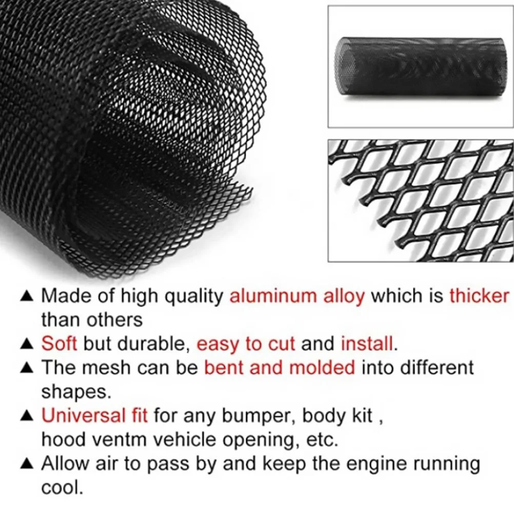 

Aluminum Alloy Car Grill Black Auto Grille Mesh Sheet For Radiator Protection Durable Body Bumper Grill Mesh Engine Parts