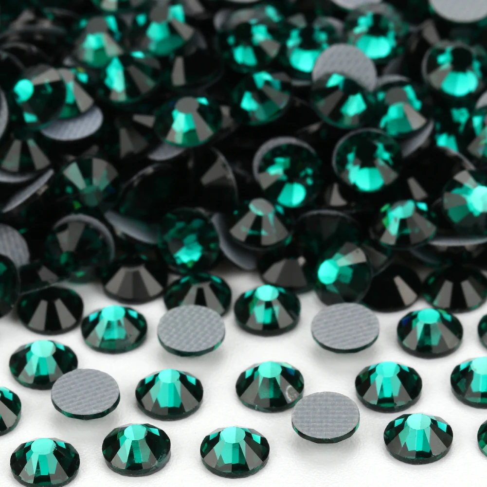 YHB High Quality Green Color Flatback Hotfix Rhinestones For Shoes Bags Fabric Garment Decoration DiY Jewelry Accessories