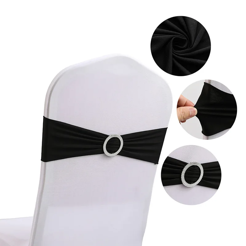 10/50/100pcs Stretch Ribbon Bowknot Hotel Solid Color Dining Chair Sashes Wedding Banquet Party Decorations Hote Home Decoration