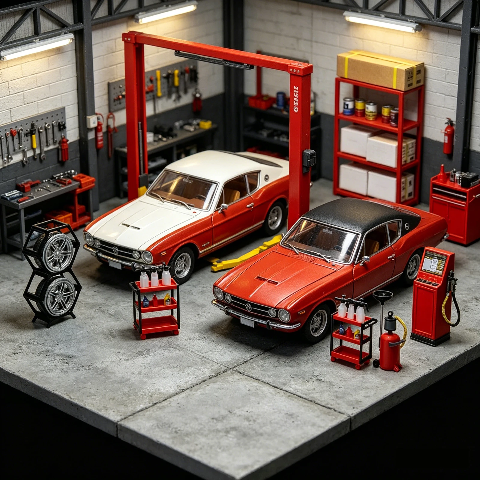 Diorama 1/18 Auto Garage Reparatur Modell Kit Tuning Werkstatt Zubehör Szene Display Modell 9PCS