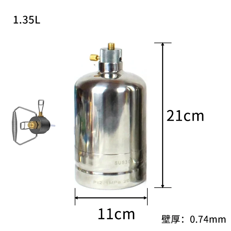 Imagem -05 - Garrafa de Gás ao ar Livre Camping Tanque de Gás Circulante Inflável Adaptador de Refil Fogão a Gás Portátil Piquenique Camping Combustível Aço Inoxidável