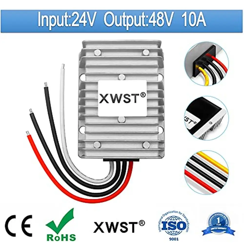 DC 24V to 48V Converter 10A 480W Regulator Waterproof Boost Power Supply Transformer Overload Protection Trucks Taxi Radio Car