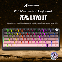 X85 ATTACK SHARK Gaming Keyboard Wireless with Meta Knobs,RGB Bluetooth Tri-Mode Mechanical Keyboard,Hot-Swap/Long-Lasting Power