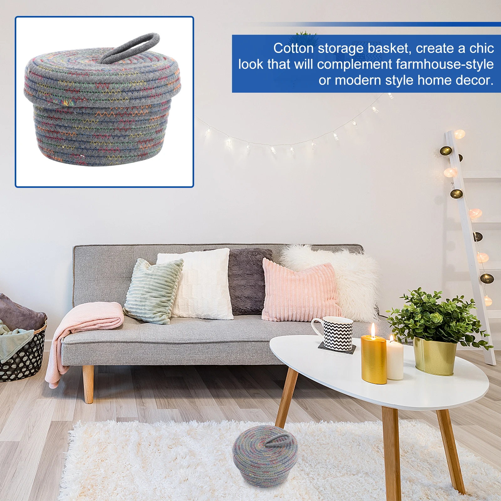 

Cotton Woven Storage Basket Home Decor Containers Baskets for Clothing Accessories Beauty Products Letters Household Items