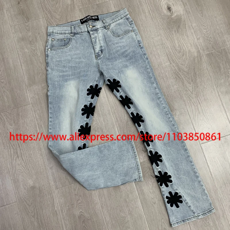 

2025 High Street Trend LOSTSHDWS Jeans Fashionable Patchwork Embroidered Logo Lost Shdws Denim Trousers