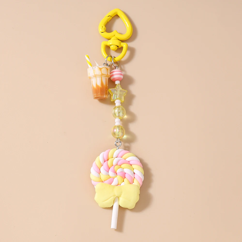 Pretty Resin Candy Lollipop Keychain, Juice Pendant