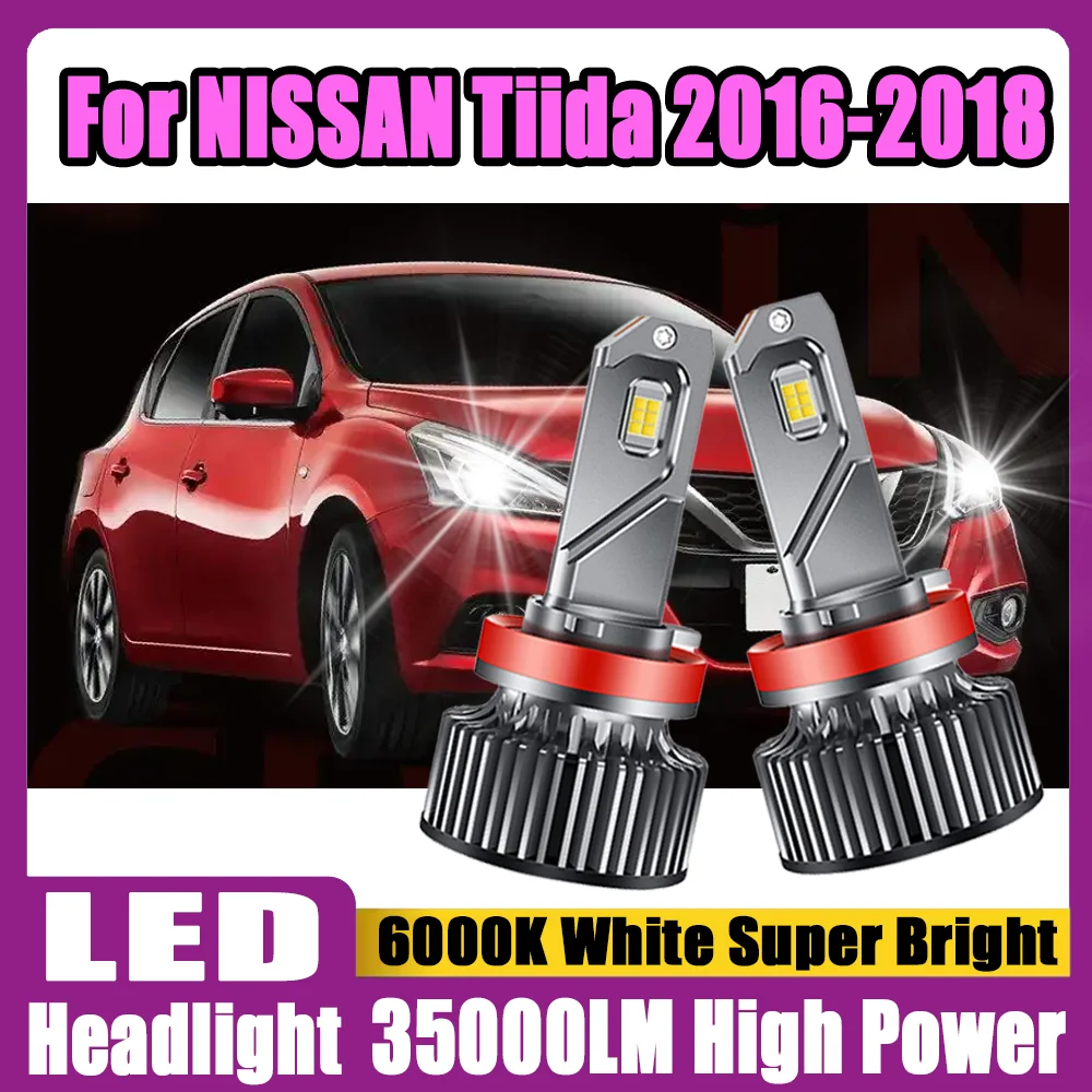 

2pcs H11 H8 H9 35000LM LED Headlight Bulbs LED Headlamps 6000K White Super Bright Auto Turbo Lamp 12V For NISSAN Tiida 2016-2018