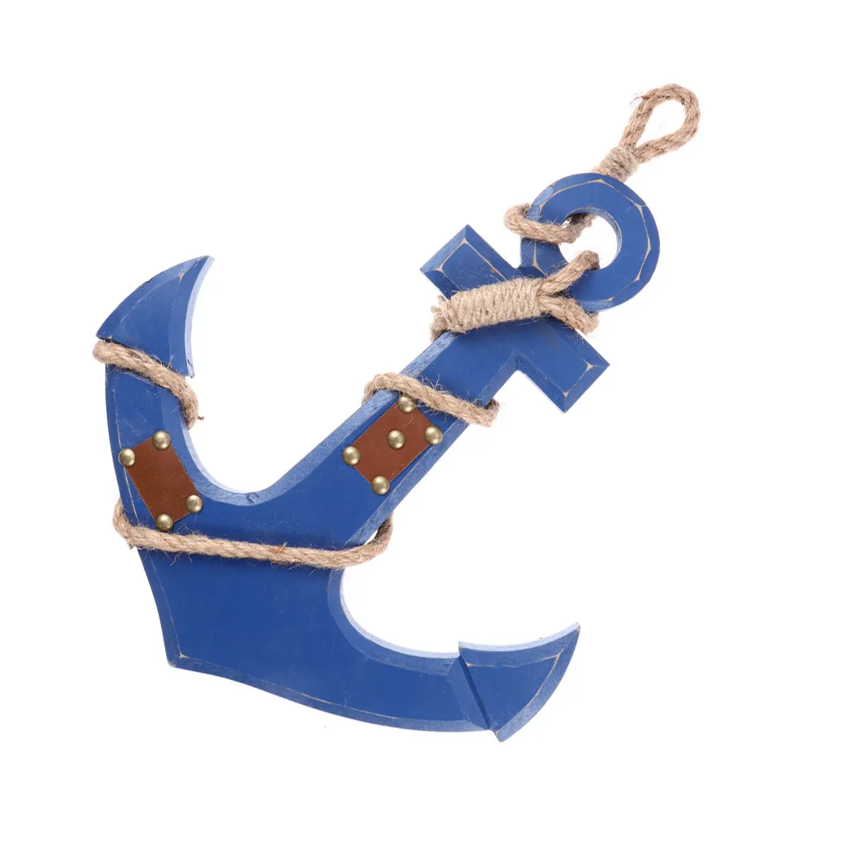 

Nautical Anchor Decor 12.6x10.6 Inches Wood Rope Accents Wall Hanging Jewelry Ship Shaped Bracket Bedroom Bathroom Ocean