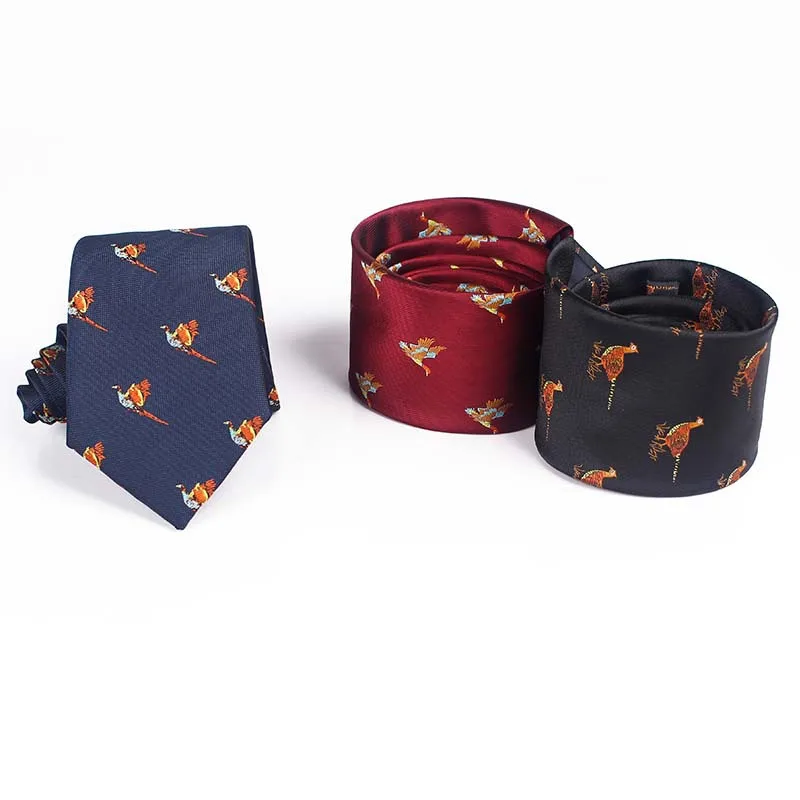 Colored woven jacquard bird shaped multicolored casual party formal work tie and bow tie for men