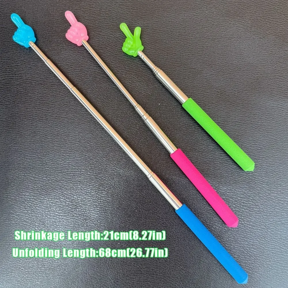 Stainless Steel Teaching Pointer Finger Design Luminous Teaching Stick Telescopic Rod Classroom Finger Pointer Teaching Tools