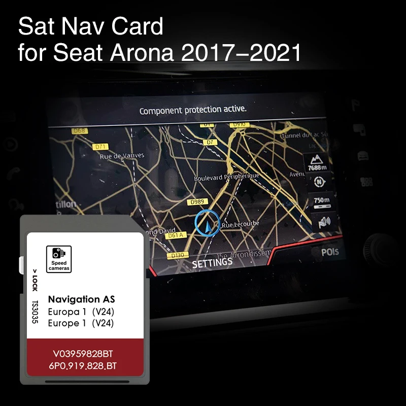 Image of Für Seat Arona Navi System 2017-2021 AS V24Maps Kartenabdeckung UK Europa Spanien Italien Dänemark Russland Navigations-SD-Karte