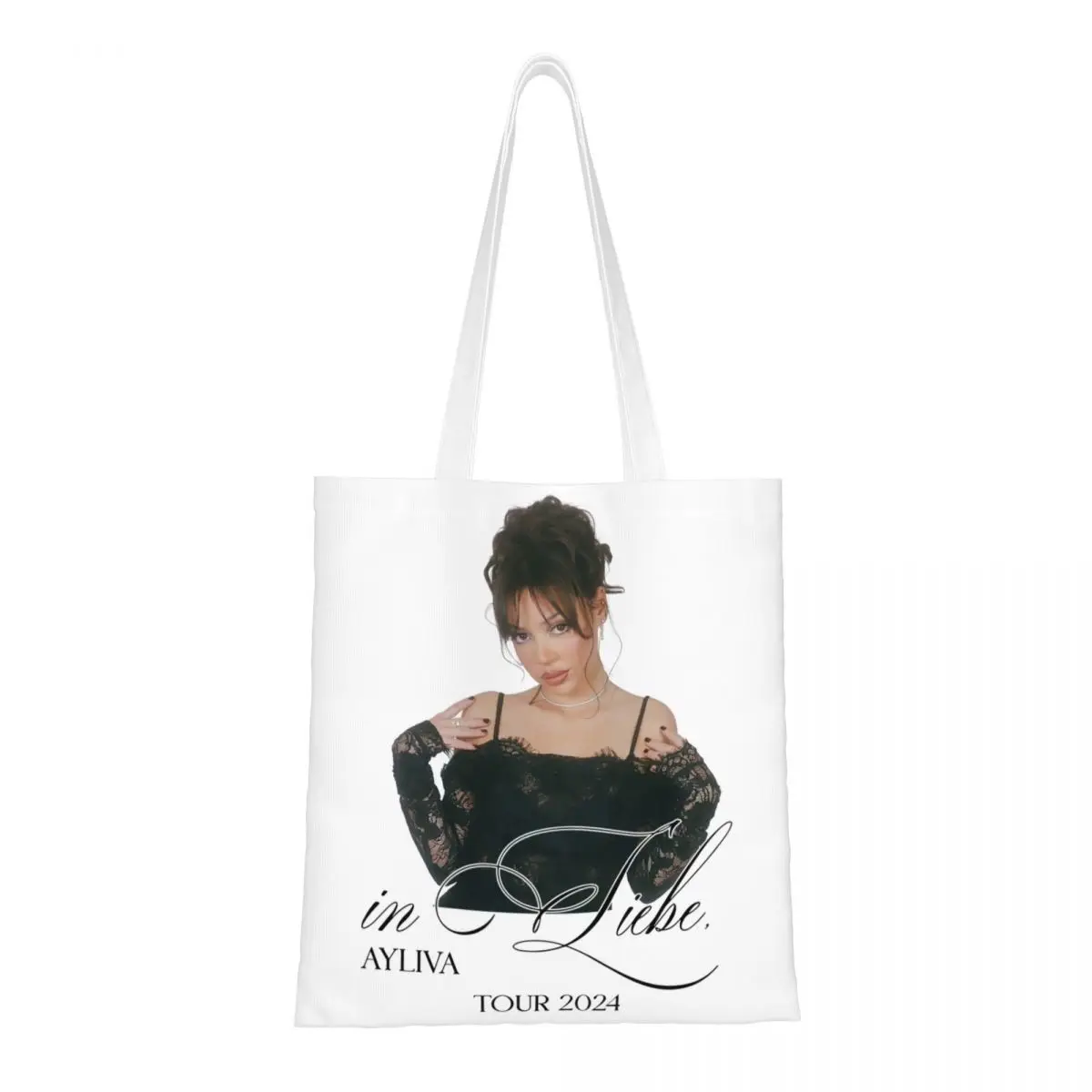 Custom Funny Music Singer Ayliva Shopping Tote Bag Reusable Groceries Canvas Shoulder Shopper Bag