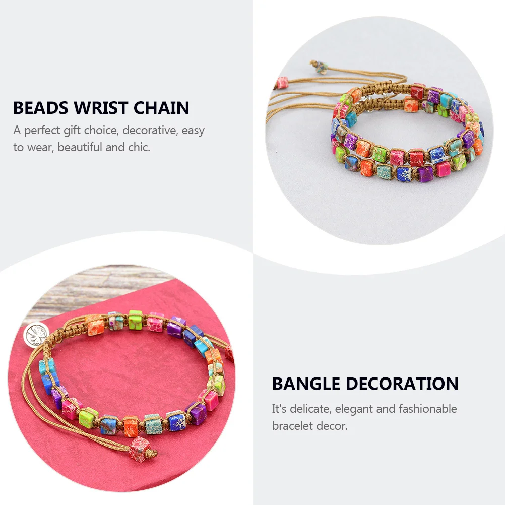 

1pc Colorful Seven Chakras Crystal Stone Bangle Hand Beads Wrist Chain Decorative Elegant Fashion Bracelet Crystal Beads Stone