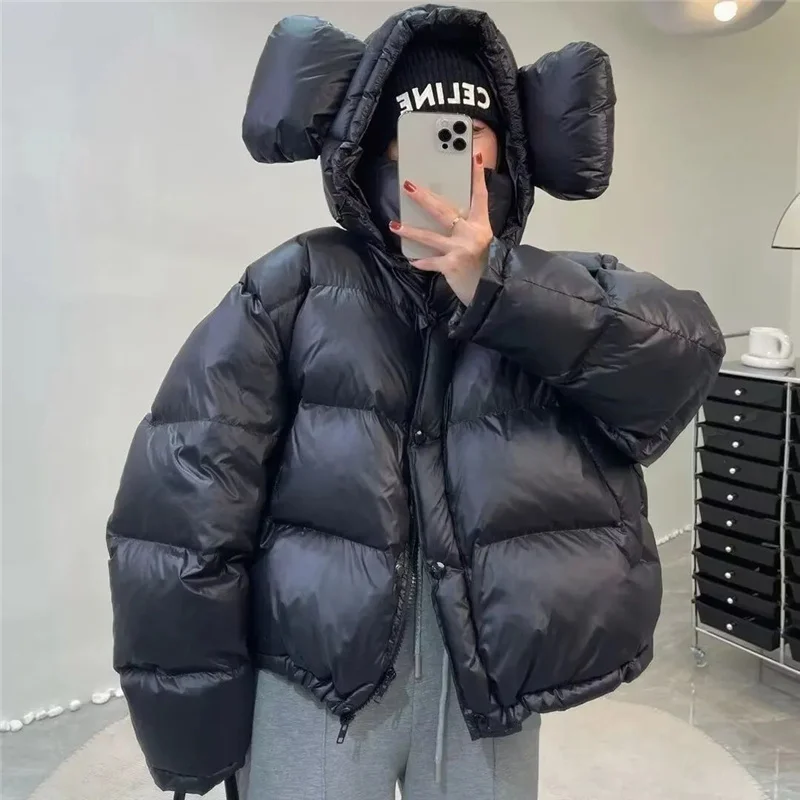 2023 New Women\'s Winter Hooded Short Parkas Thick Down Cotton Padded Cold Coat Fashion Plus Size Casual Puffer Jackets