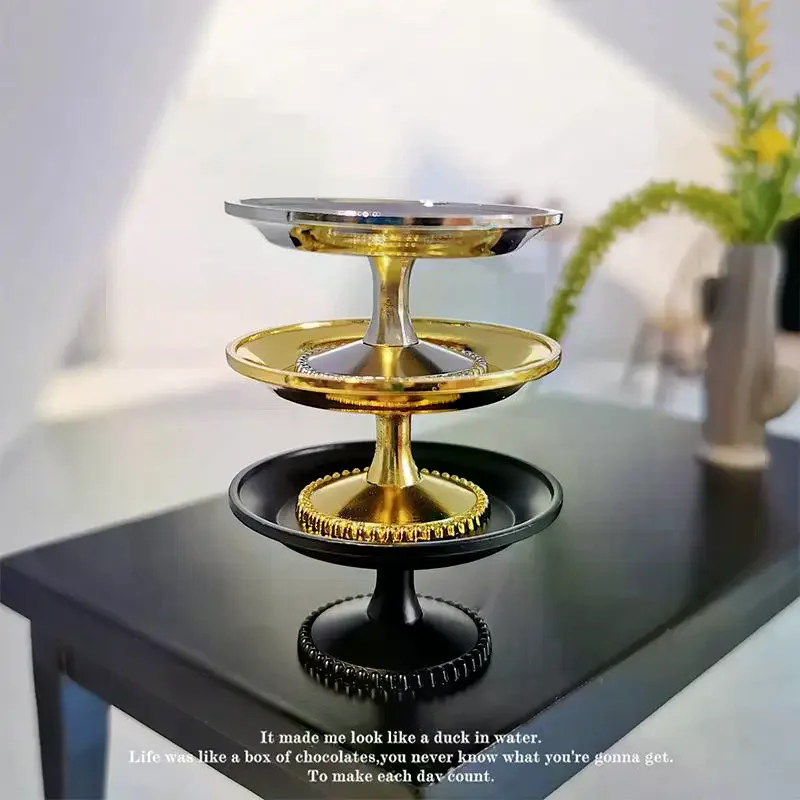 ถาดขนมผลไม้โลหะจิ๋ว 1 ชิ้น สำหรับบ้านตุ๊กตา ถาดเค้กและขนมอบ/จานติ่มซำ ของเล่นจำลองอาหารเสริม