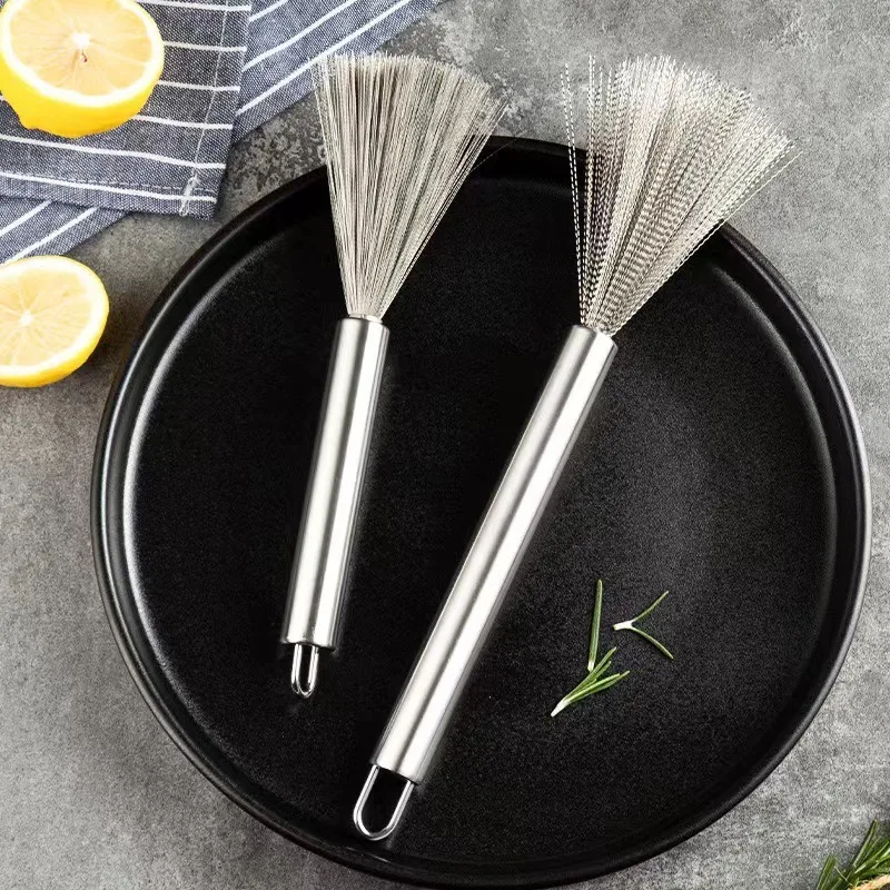 

Stainless Steel Pan Brush Long Handle Strong Decontamination Useful Things For Kitchen Limpieza Cleaning Tools Home Supplies