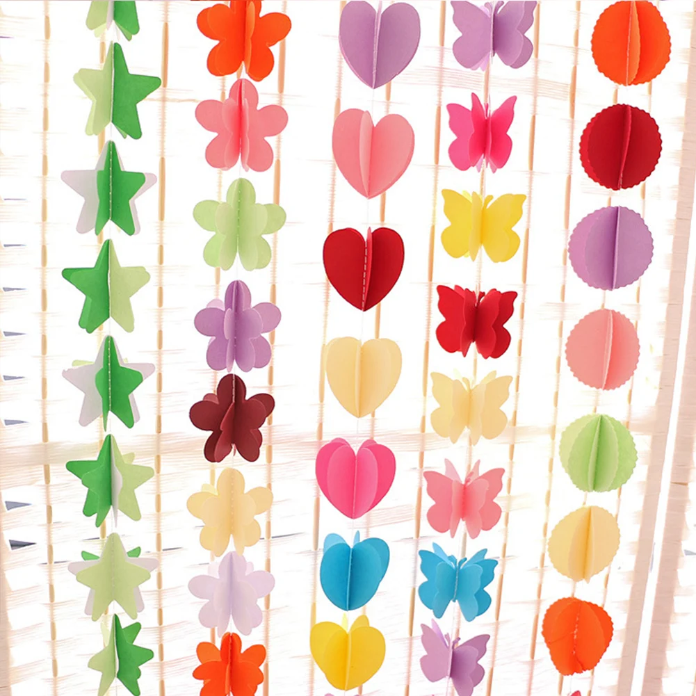 Bunting Balloon Fringe Pendants Love Paper String Flower Birthday Party Decorations Butterfly Paper String Flowers