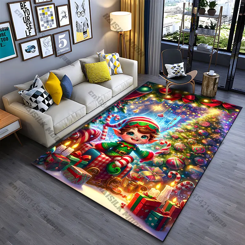 Christmas celebrations joyfully filled decor carpet Yoga living room room decor children's crawling mat doormat area rug