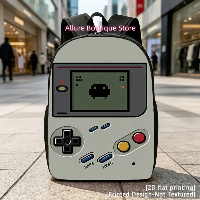 Printed Design - Not Textured 2D Flat Printing Vintage Game Console, Casual Backpack, Travel Laptop Backpack, 2D Flat Printing,