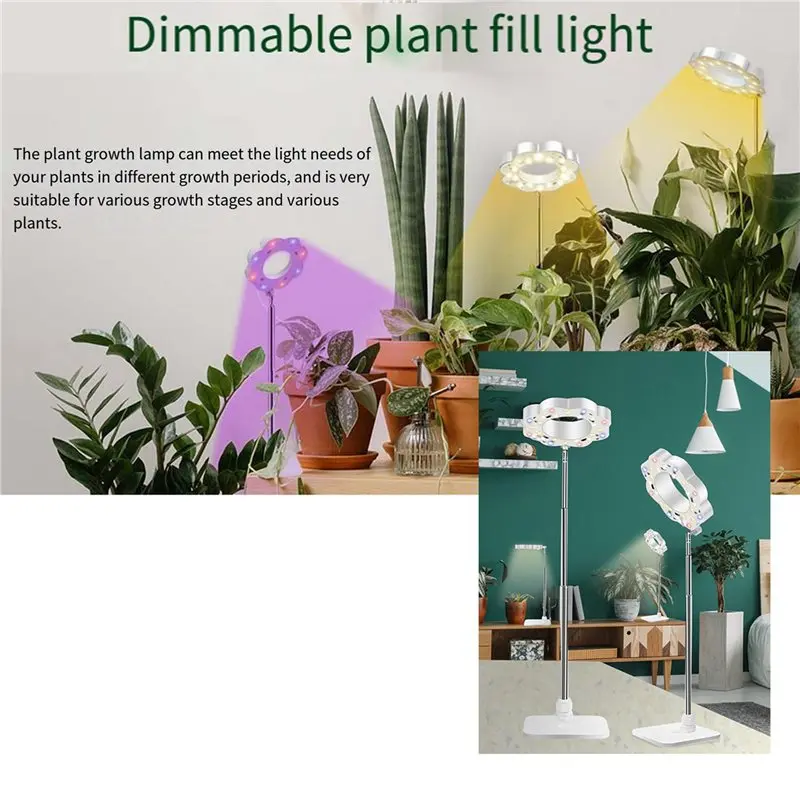 Lampes de culture pour plantes d'intérieur, lumière LED à spectre complet avec support amovible, avec minuterie automatique, AT29-2X