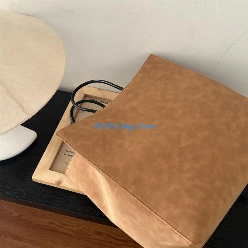 

Women Korean Minimalist PU Leather Large Capacity Handbag with Top Handle