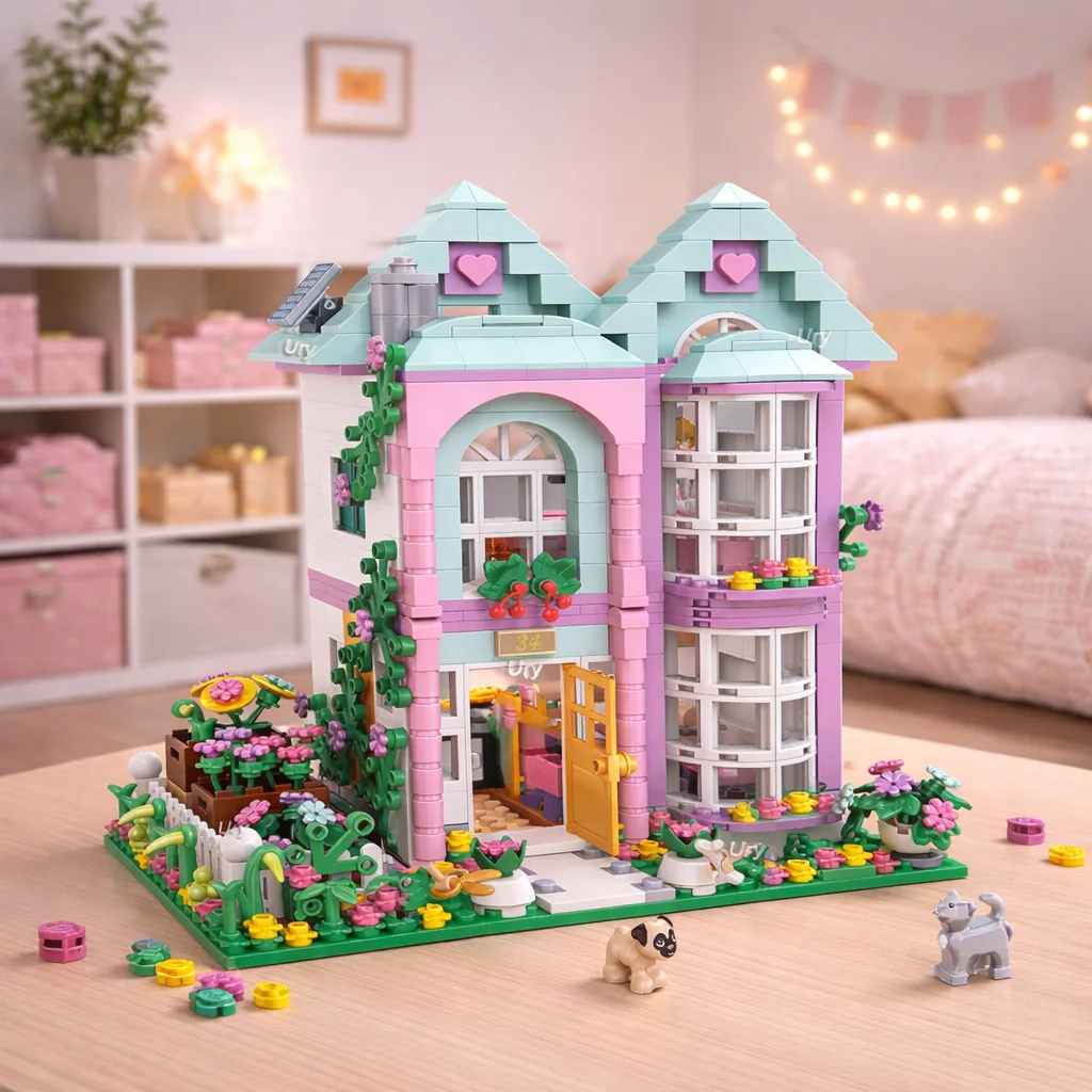 

820pcs STEM Creative Fairy Tale Flower House Architecture Building Blocks creative DIY tabletop decoration Toys birthday gifts
