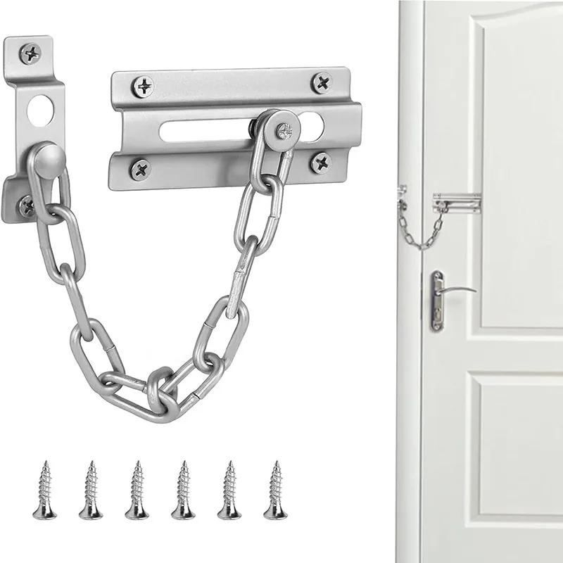 Stainless Steel Door Chain Door Chain Lock Security Chain Guard with Anti-Theft Chain Door Fastener Door Guard Latch Lock
