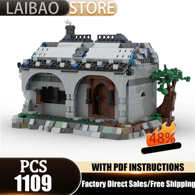 

Medieval Castle Model Moc Building Blocks Blacksmith Shop Transport Vehicle Technology Bricks DIY Assembly Street View Toy Gifts