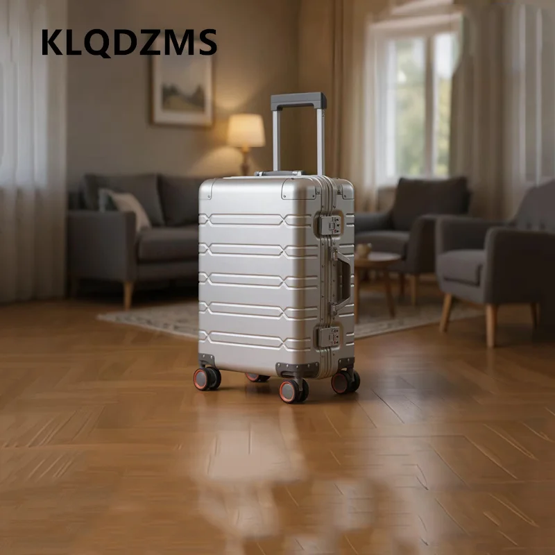 

KLQDZMS 20"24"29 Inch New Luggage All Aluminum Magnesium Alloy Trolley Case Men's Business Boarding Box Carry-on Travel Suitcase