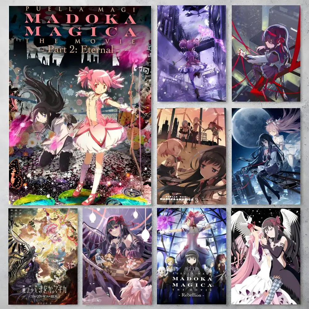 Affiche autocollante en papier imperméable, dessin animé Puella Magi Madoka Magica, décoration murale pour café, Bar, chambre
