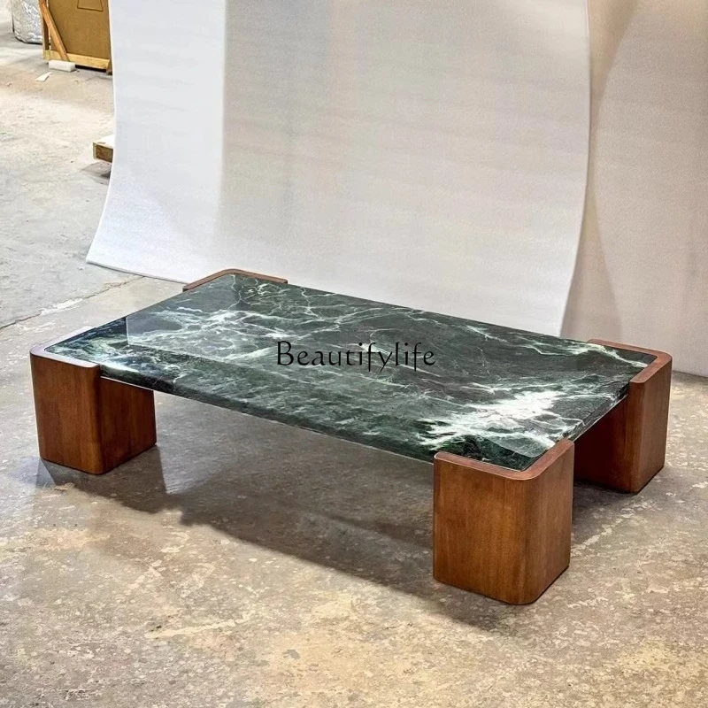 

Italian light luxury living room natural luxury stone rectangular coffee table designer creative marble coffee table