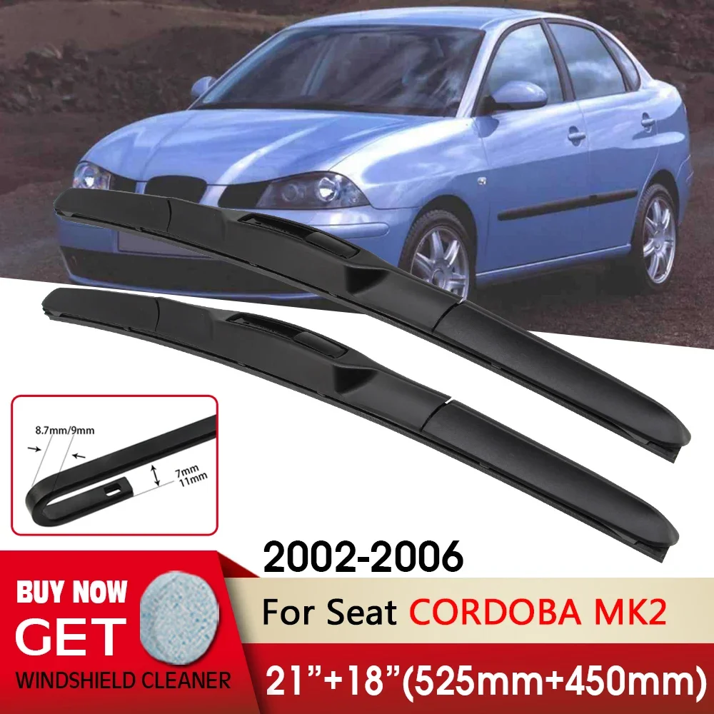 

Car Wiper RHD & LHD Front Wiper Blade 21"+18" For Seat CORDOBA MK2 2002-2006 Fit U Hook Arm Windshield Windscreen Front Window