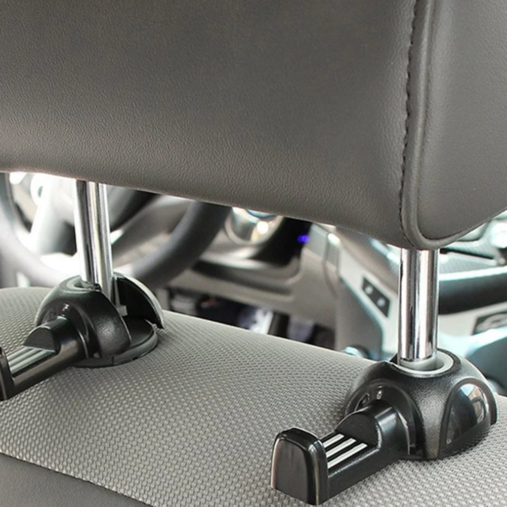 

2 Pcs Car Headrest Hook Universal Car Back Seat Headrest Hanger Holder Hook for Bag Purse Cloth Grocery (Black and Grey)