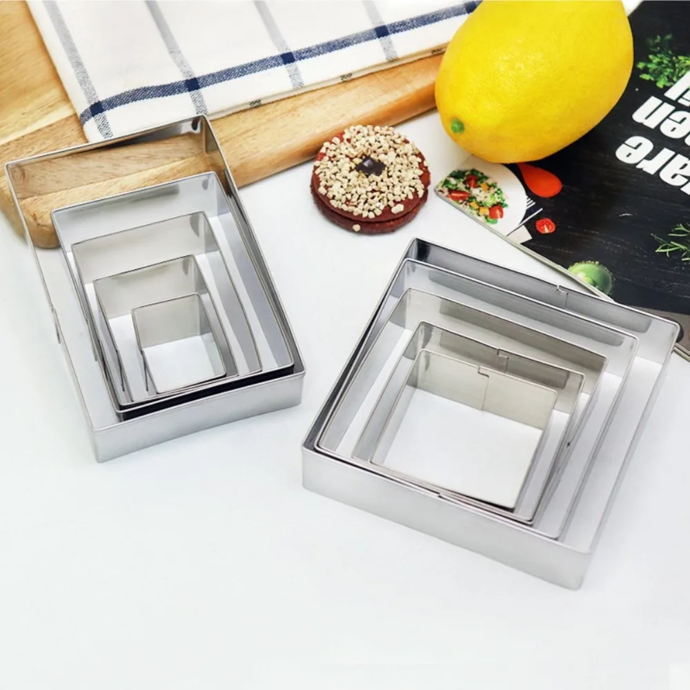 5Pcs/Set Bake Tools Stainless Steel Biscuit Mold DIY Convenient Cookie Cutter Rectangle Portable Fruit Cutter Kitchen