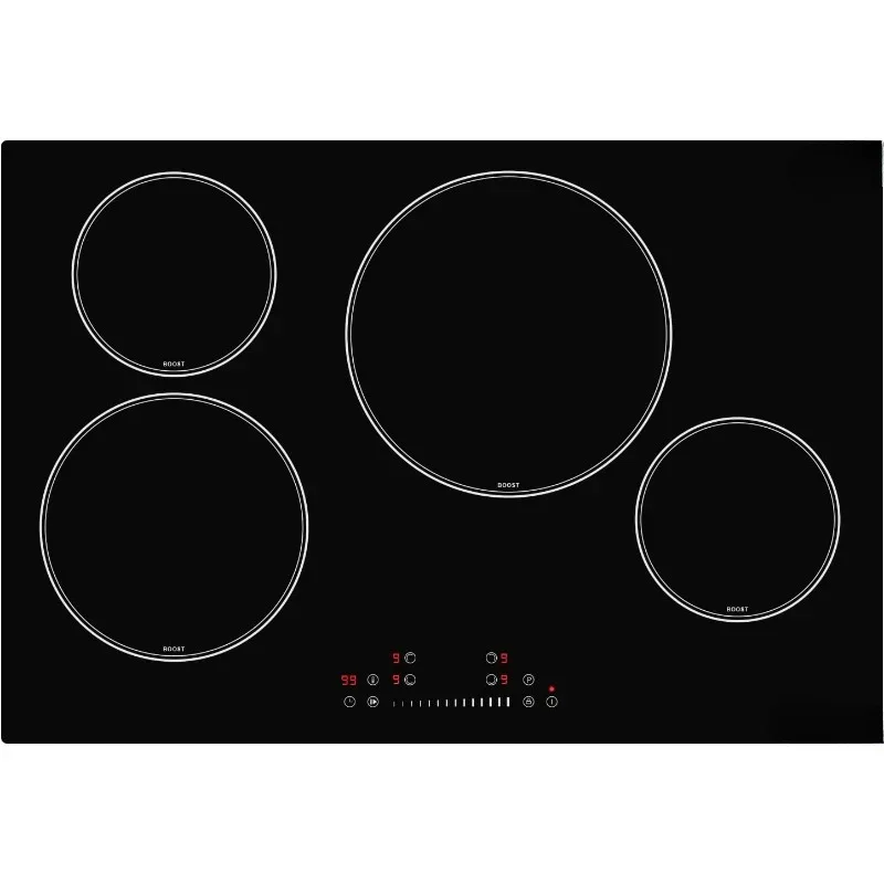 

6500W Built in Induction Stove Top with 4 Boost Burner, ETL & FCC Certified Electric Cooktop, 9 Heating Inch Induction Cooktop