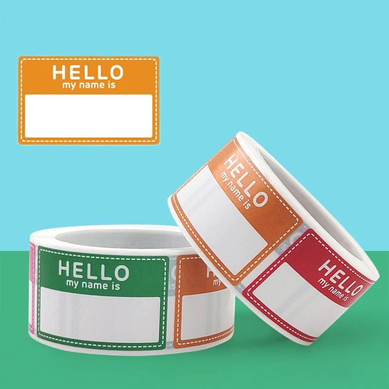 

200Pcs Hello My Name is Name Tag Multi Purposeive Self-Adhesive Name Labels Blank 8 Colors Kids Name Stickers for Home School