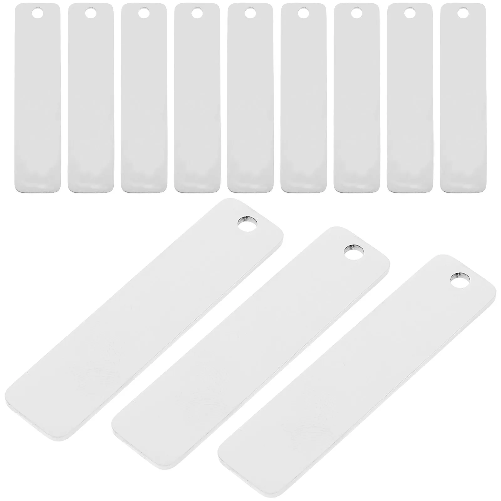 

12Pcs Rectangle Stamping Blanks Engravable Metal Charms for DIY Jewelry Making Titanium Steel Pendant Crafts Engravable Blanks