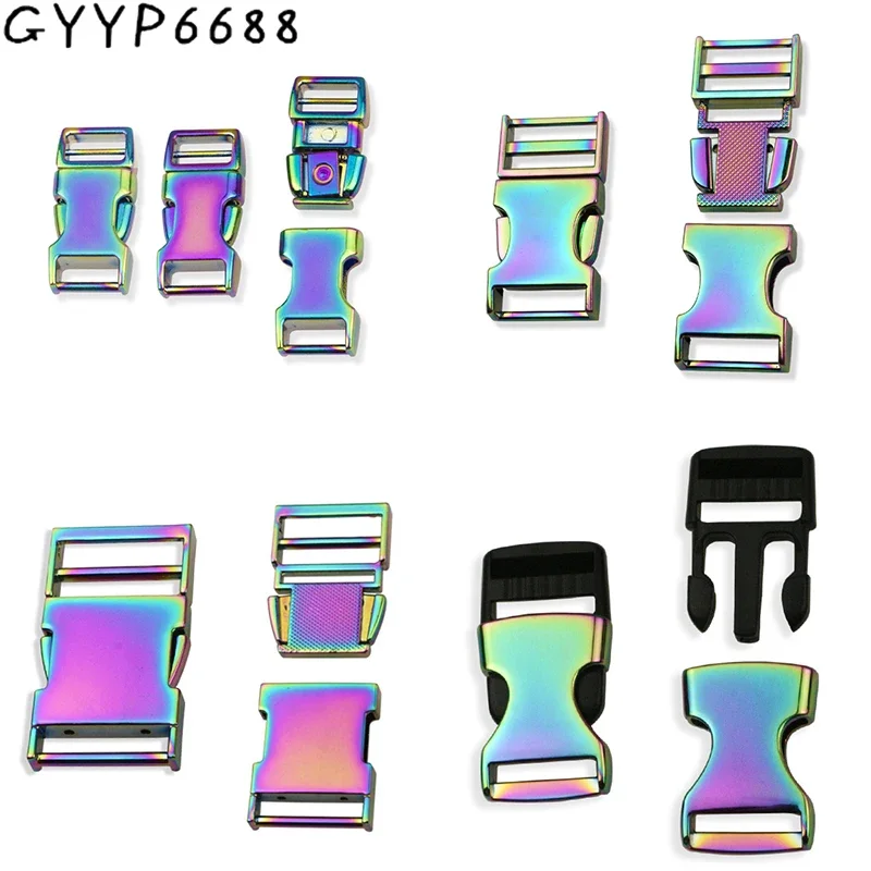 10-50-100PCS Rainbow Adjuster Metal Release Buckles For Bags Handbag Backpack Shoulder Strap Webbing Connetor Hooks Accessories