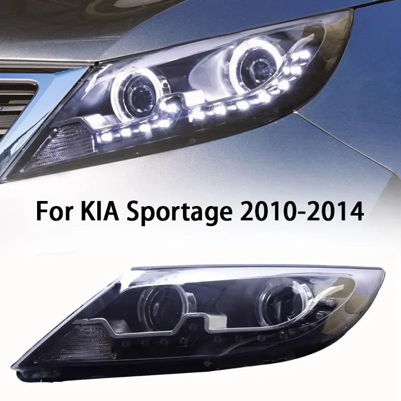 

Светодиодный фары для KIA Sportage светодиодный фары 2010-2014 фары Sportage DRL сигнал поворота Дальний свет ангельские глазки объектив проектора