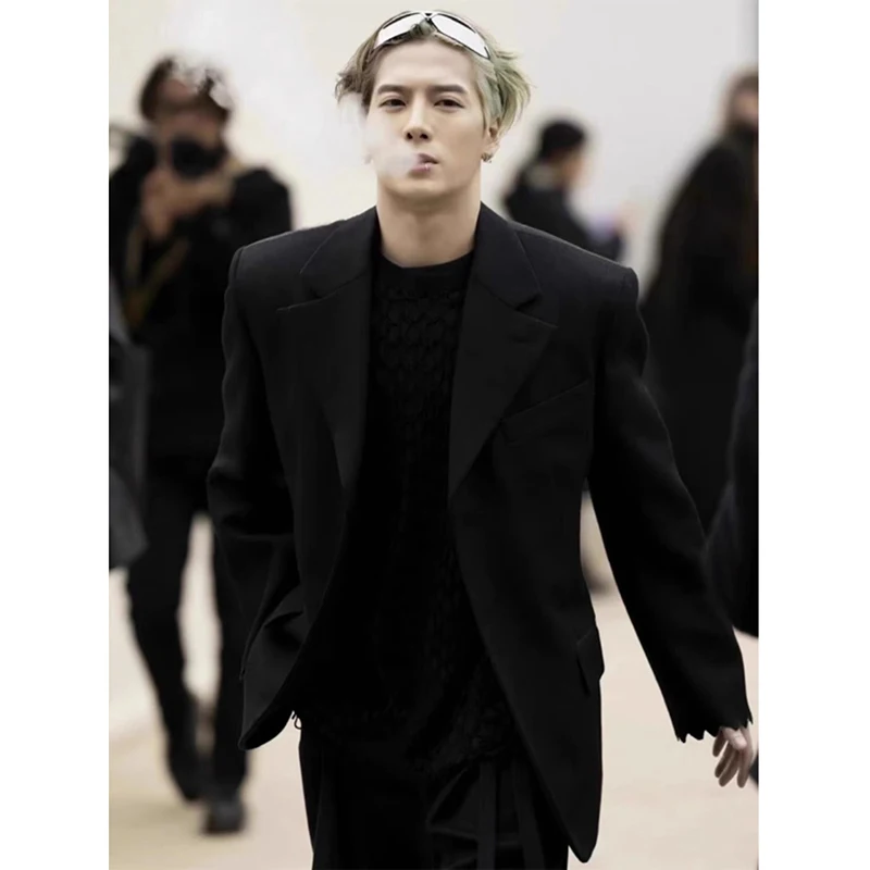 

Повседневный черный пиджак для мужчин в корейском стиле, модель Haome DK, модная верхняя одежда для весеннего сезона