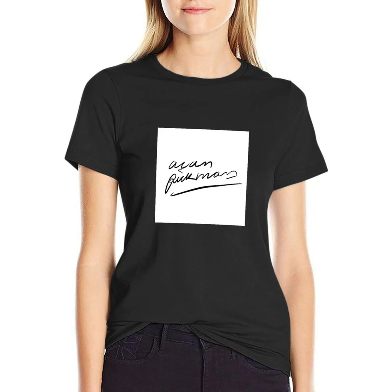 

Alan Rickman Signature T-Shirt summer tops Short sleeve tee white t shirts for Women
