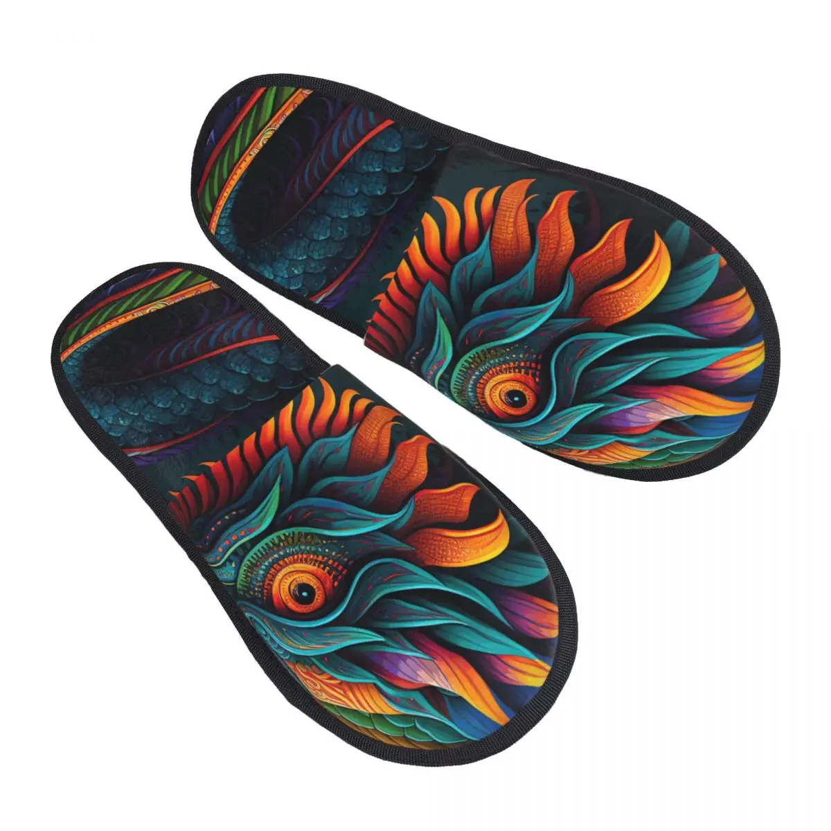 Winter Slipper Woman Man Fluffy Warm Slippers Dragon Dance In The Night House Slippers Shoes